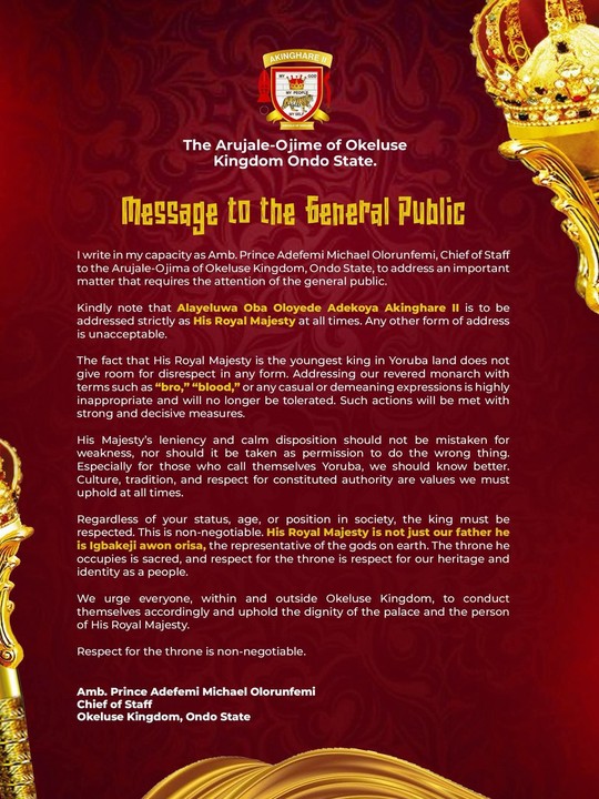 Stop Addressing Me as 'Bro' or 'Blood', 22-Year-Old Ondo Monarch Warns Public 2 NaijaChoice 19760762 20260123120617 jpeg089cf3c421de70dacc4dd38ae5402ee9 NaijaChoice