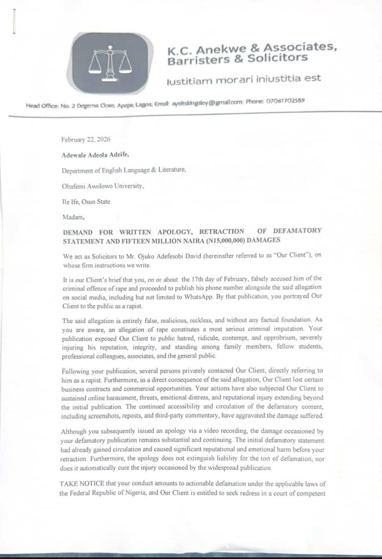 OAU Student Delivers Emotional Apology in Wake of N15m Lawsuit Over Baseless Rape Claim 2 NaijaChoice 19814395 20260224100441 jpeg4292b814c05568ae054b6881cf146512 NaijaChoice