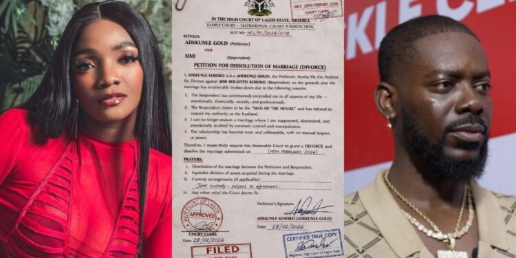 Adekunle Gold Files Divorce from Simi?! Fake Divorce Papers Surface Online 1 NaijaChoice Adekunle Gold Files Divorce from Simi?! Fake Divorce Papers Surface Online