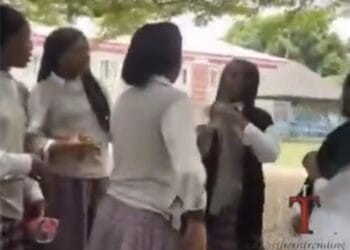 Students Of Abuja Secondary School Caught Beating Girl Over Boyfriend (Video)